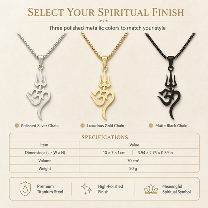 Stainless Steel Shiva Trishula Om Symbol Hindu Amulet Jewelry
