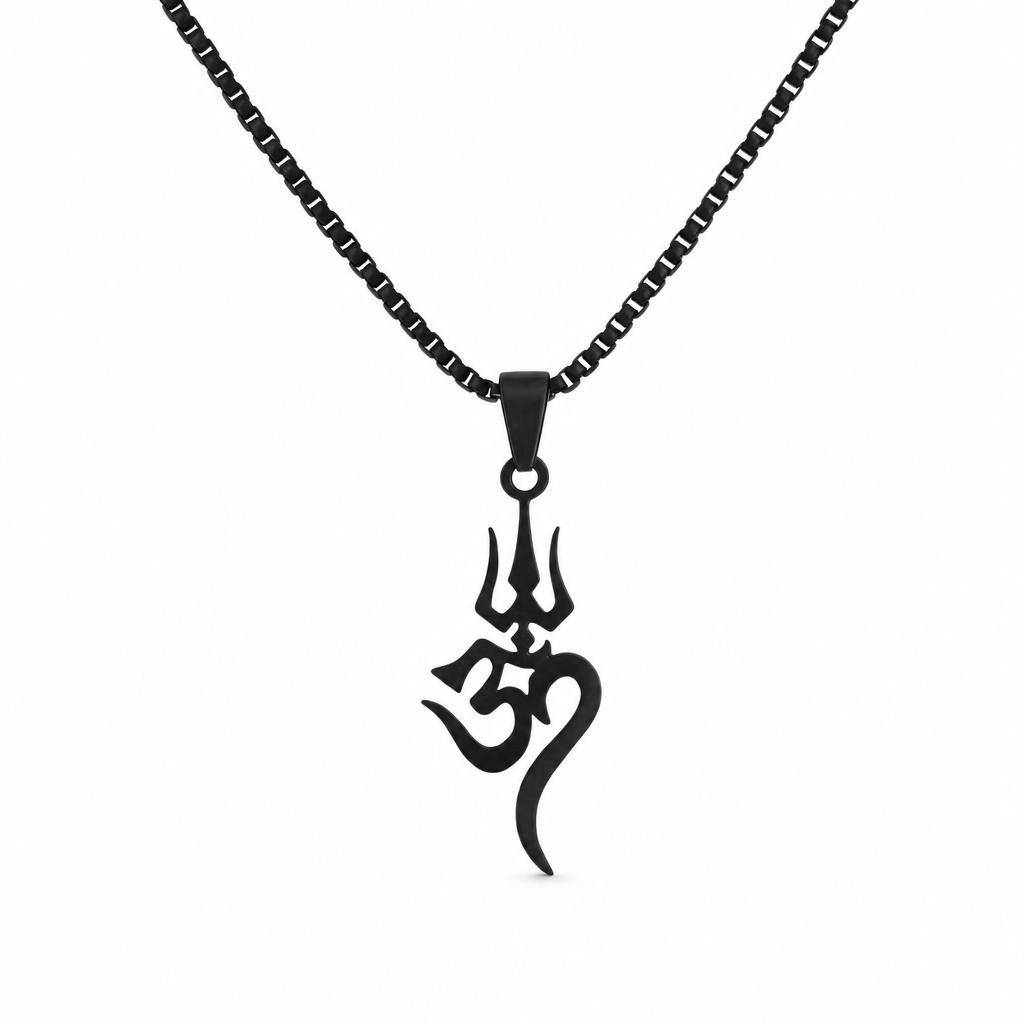 Stainless Steel Shiva Trishula Om Symbol Hindu Amulet Jewelry