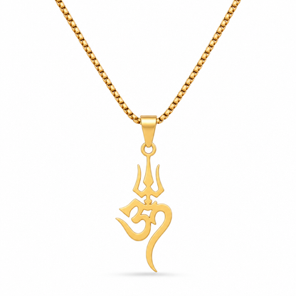 Stainless Steel Shiva Trishula Om Symbol Hindu Amulet Jewelry