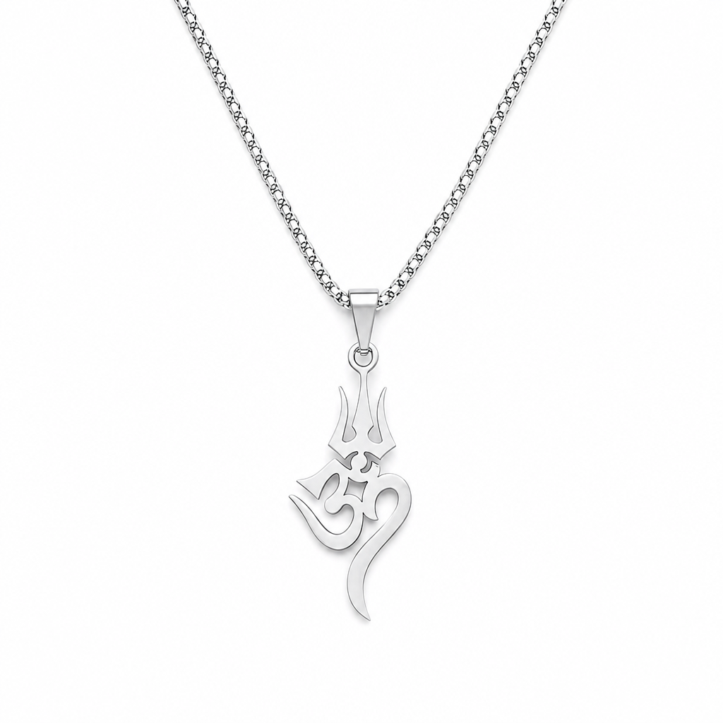 Stainless Steel Shiva Trishula Om Symbol Hindu Amulet Jewelry