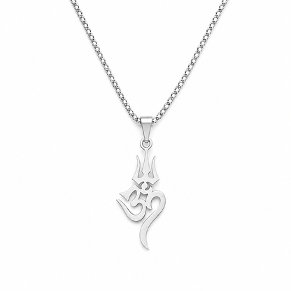 Stainless Steel Shiva Trishula Om Symbol Hindu Amulet Jewelry