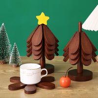 📢📢 50% OFF☕Foldable Wooden Tree-Shaped Trivet Set – Heat-Resistant Pot Holders & Coasters for Table Protection