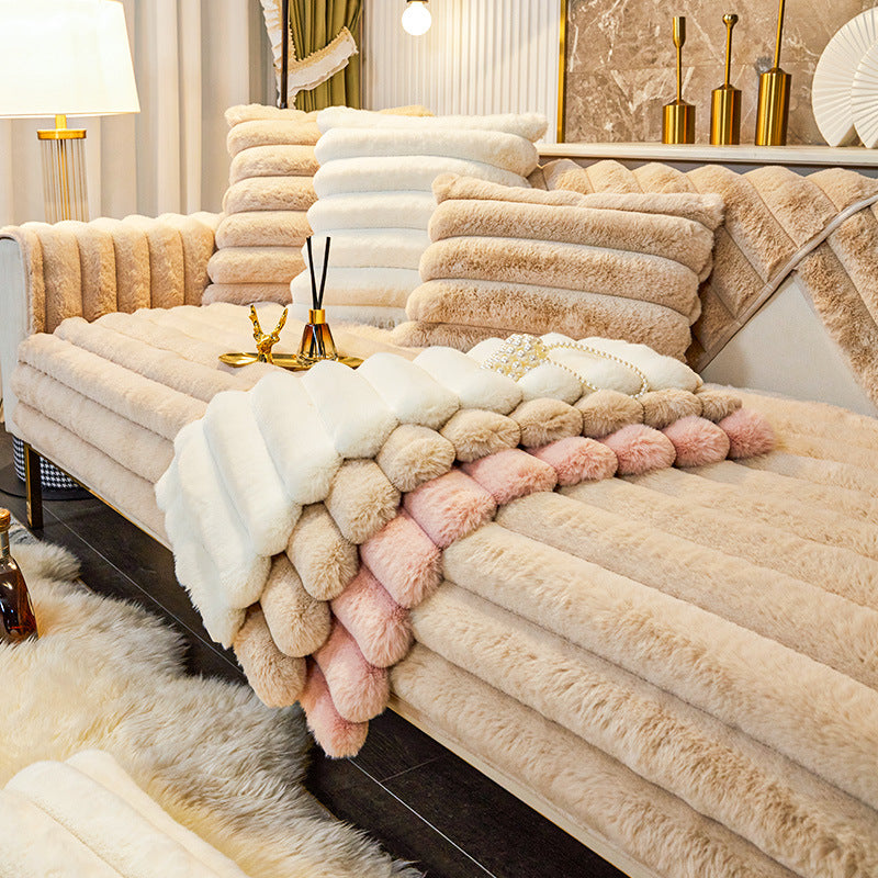 Rabbit Fur Non-Slip Plush Sofa Cover（50% OFF）